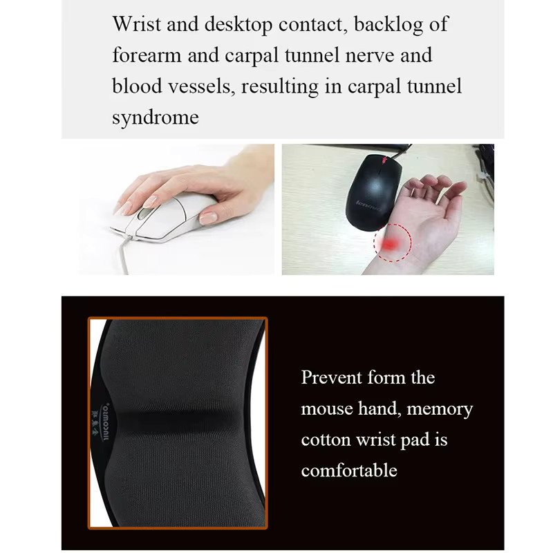 Ergonomisches Himolins Memory Foam Mauspad mit Handgelenkstütze und Anti-Rutsch-Unterseite in Schwarz - Bild 4