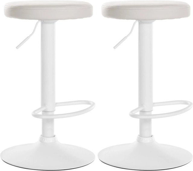 DELUKE 2er Set Barhocker KAZON aus Kunstleder in Weiß, höhenverstellbar und drehbar, B/T/H: 38,5 x 38,5 x 60 cm - Bild 1