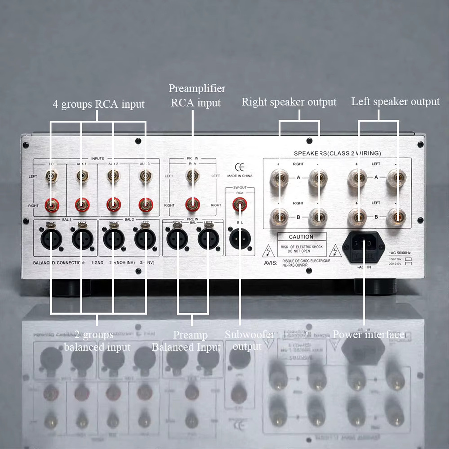 SUQIYA MPA-02 HiFi-Verstärker Klasse A/B in Silber mit Fernbedienung und Tone-Unterstützung - Bild 3