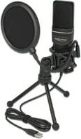 Delock USB Kondensator Mikrofon Set für Podcasting und Gaming in Schwarz inklusive Standfuß und Spinne - Bild 1