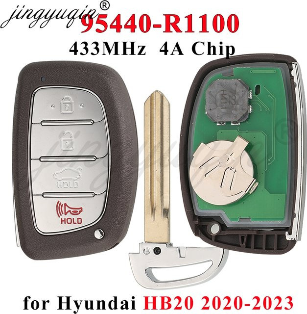 Jingyuqin Smart Fernbedienung Auto Schlüssel Ersatz Fob für Hyundai HB20 2020-2023, 433 MHz 4A Keyless, Schwarz - Bild 1