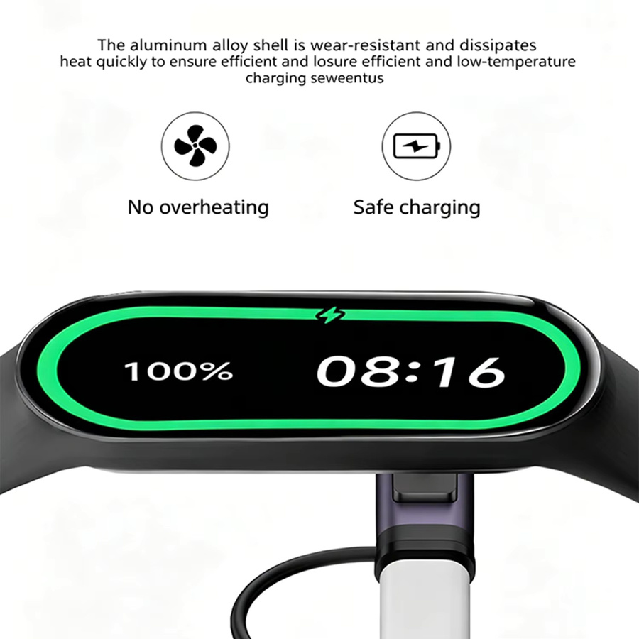 Magnetischer USB-C Ladeadapter für Xiaomi Band 8/9/10 Pro und Redmi Watch 4/5/Band 2/3 in Lila mit Anti-Verlust-Schlaufe - Bild 4