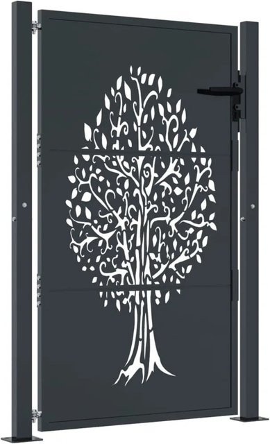 vidaXL Gartentor aus Stahl in Anthrazit mit Baum-Design B: 105 cm, H: 155 cm - Bild 1