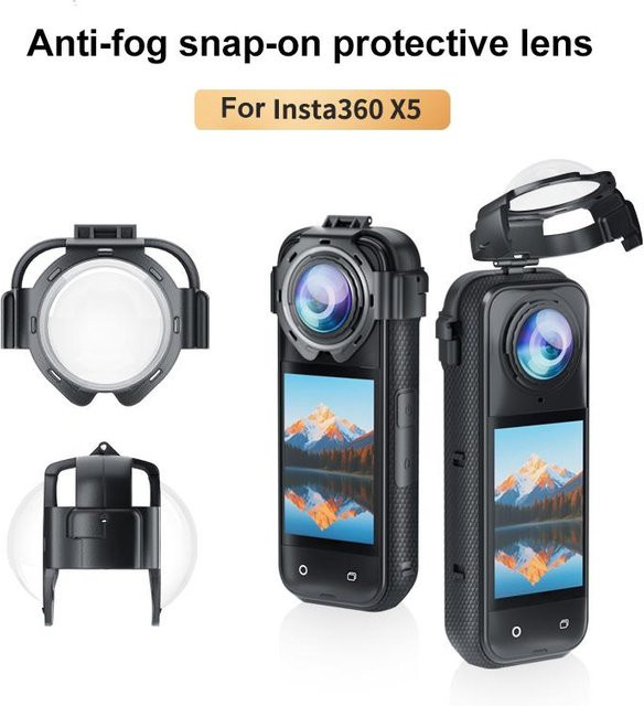PULUZ Snap-on Optischer Gehärtetes Glas Linsenschutz für Insta360 X5, Transparent - Bild 1