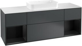 V&B Waschtischunterschrank Finion mit Wandbeleuchtung, Breite: 160 cm, Tiefe: 50,1 cm, Höhe: 50,1 cm, lackiert in matt dunkelblau - Bild 1