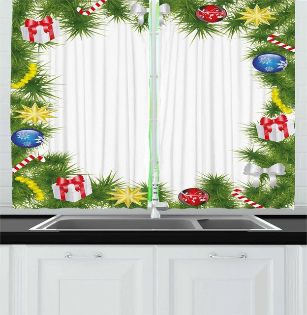 Yiran Furniture Weihnachtsstoffvorhang mit Weihnachtsmotiv in Rot und Grün, B: 55 cm, H: 120 cm - Bild 1