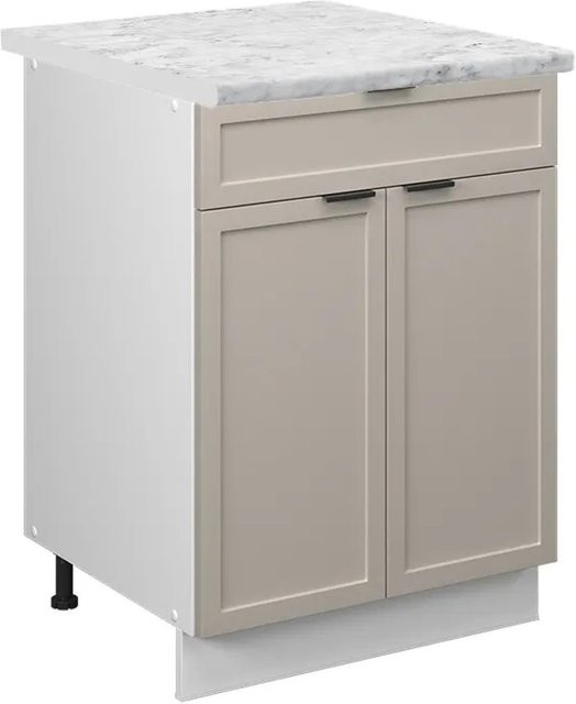 Vicco Küchenunterschrank Fame-Line in Weiß und Grau-Beige mit Marmor-Arbeitsplatte, Breite: 60 cm, Höhe: 82 cm, Tiefe: 32,53 cm - Bild 2