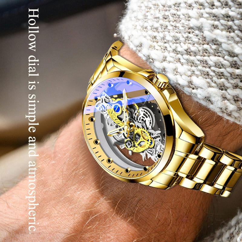 Le Jardin Armbanduhr, Skelett, Quarz, Edelstahl, Gold, 42 mm, Herren - Bild 2