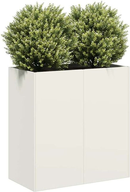 Vidaxl Pflanzkübel aus Metall in Weiß, rechteckig und modern, B/T/H: 80 x 40 x 80 cm - Bild 1