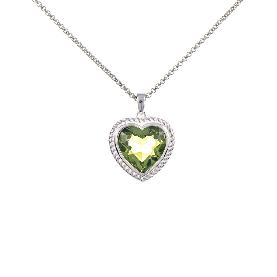 Anhänger Herz geschliffen mit Kette, 925 Silber, Zirkonia, hellgrün - Bild 1