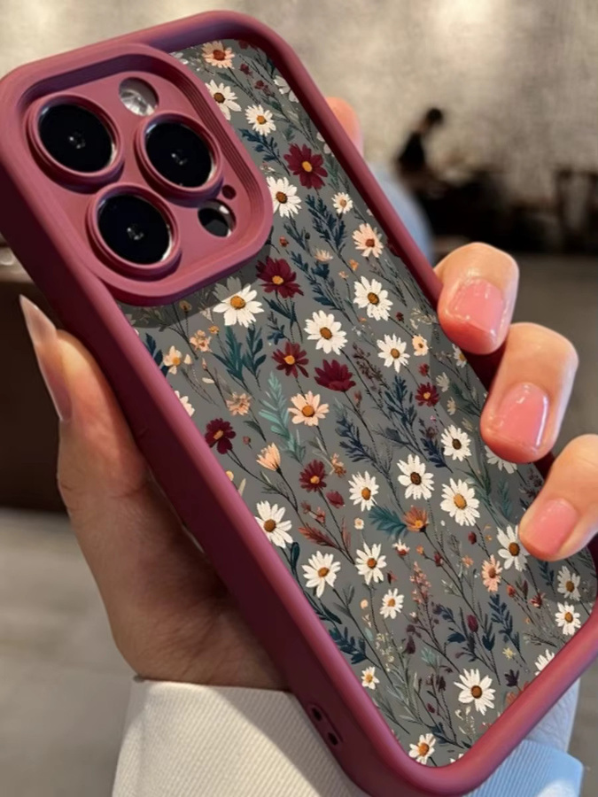 Apple iPhone Handyhülle aus TPU mit weißem und rotem Blumenmuster und erhöhtem Rand zum Schutz vor Stürzen - Bild 5