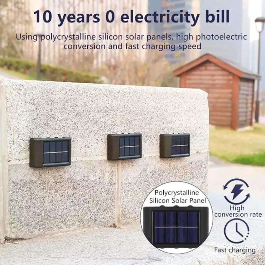 SHIJIN Light LED Solar-Wandleuchte für den Außenbereich in Schwarz mit warmweißem Licht und Up-and-Down-Beleuchtung - Bild 2