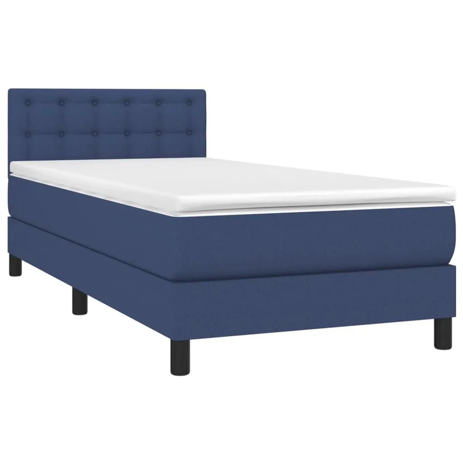 vidaXL Boxspringbett mit Matratze in Blau und Weiß, Hybrid-Bett mit LED-Unterbettbeleuchtung und USB-Ladeport, B/T/H: 90 x 200 x 78 cm - Bild 2
