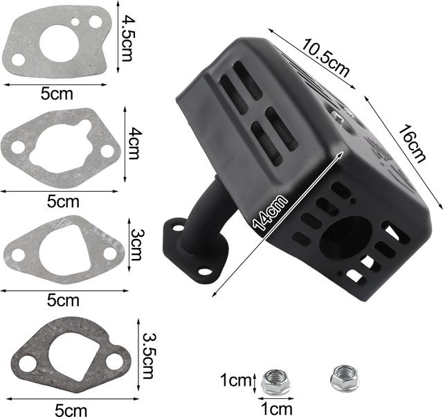 Schalldämpfer-Set für Honda Rasenmäher-Motoren GX120, GX140, GX160 und GX200 in Schwarz - Bild 1