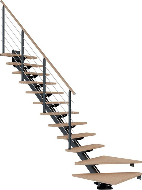 Dolle Mittelholmtreppe Sydney 13 Stufen in Eiche Weiß mit Metall in Anthrazit - Bild 1