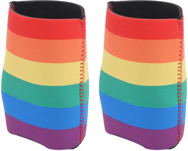 2 Stück Isolierte Neopren Dosenmanschetten shoemst in Rot und Multicolour als wiederverwendbare Bierdosenkühler und Getränkemanschetten - Bild 1