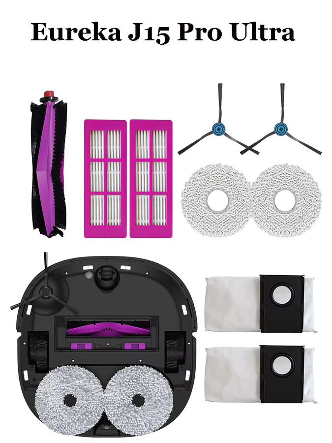 HIKSIT Ersatzteil-Set für Eureka J15 Pro Ultra Staubsauger mit Roller, Seitenbürsten, Hepa-Filter, Mopp-Tüchern und Staubbeuteln - Bild 4