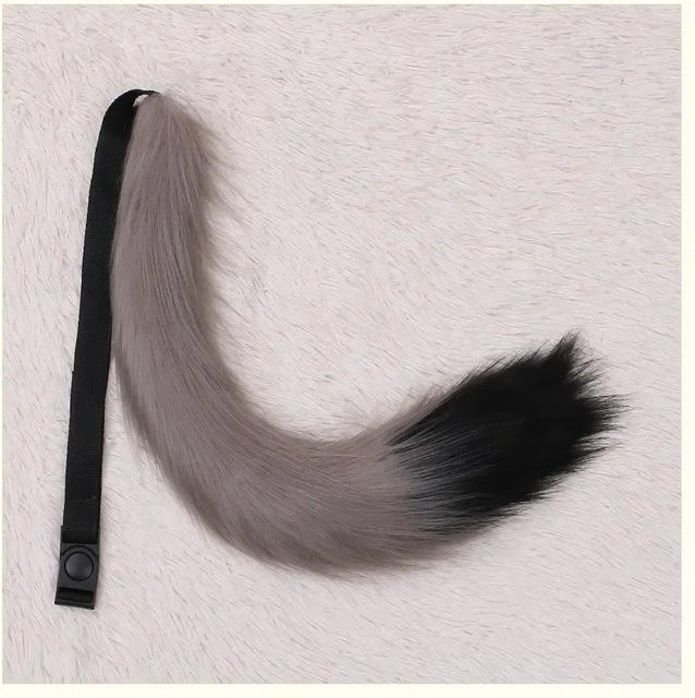 Fuchsschwanz Cosplay Kostüm, Plüsch, Grau, One Size - Bild 1