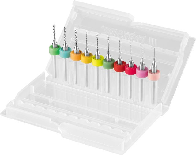 Parkside Mikrobohrer Set 10-teilig aus Edelstahl mit HSS-Qualität, Durchmesser 0,3-1,2 mm, Multicolor - Bild 1