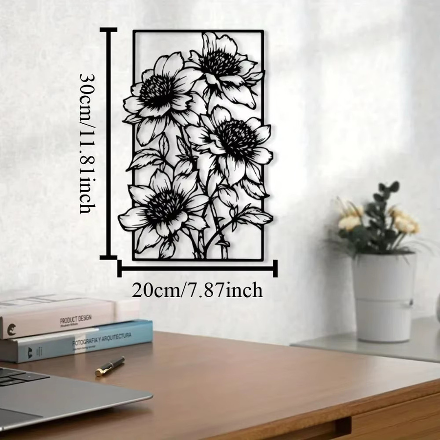 CIFBUY Vintage Wandkunst aus Metall mit floralem Design in Schwarz als Oster-Ornament - Bild 4