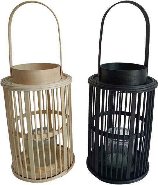 Boltze Windlicht Irlo in Schwarz oder Beige, Höhe: 26 cm, Durchmesser: 17 cm - Bild 1