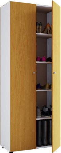 VCM Schuhschrank Vandol I mit Türen in Weiß und Buche, B/H/T: 39 x 180 x 71 cm - Bild 1