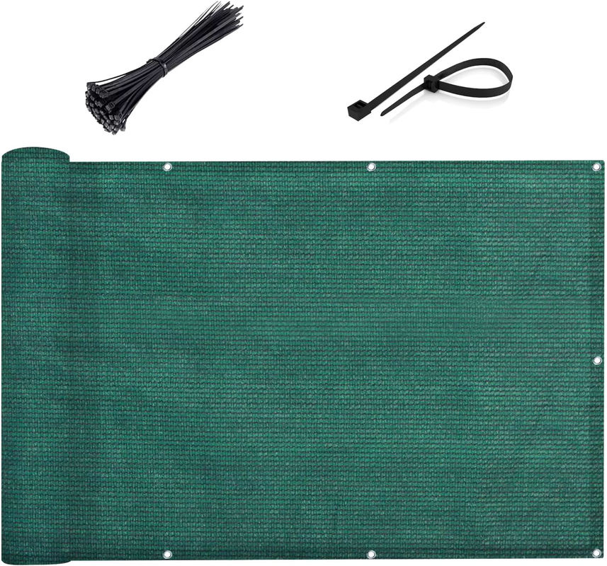 Dunkelgrüner Balkon Sichtschutz aus HDPE-Stoff mit Ösen und UV-Schutz, B: 91,44 cm, H: 304,8 cm - Bild 4