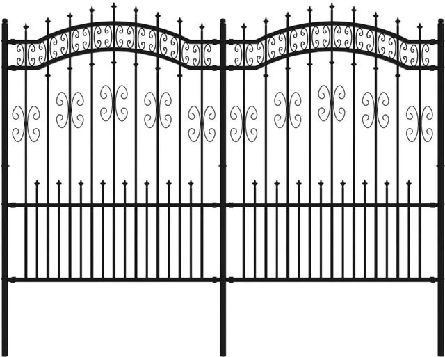 vidaXL Gartenzaun mit Speerspitze aus pulverbeschichtetem Stahl in Schwarz, B/H: 240 x 150 cm - Bild 1