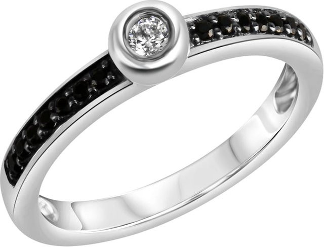 Celesta Ring 925 Silber, rhodiniert, Zirkonia weiß und schwarz - Bild 1