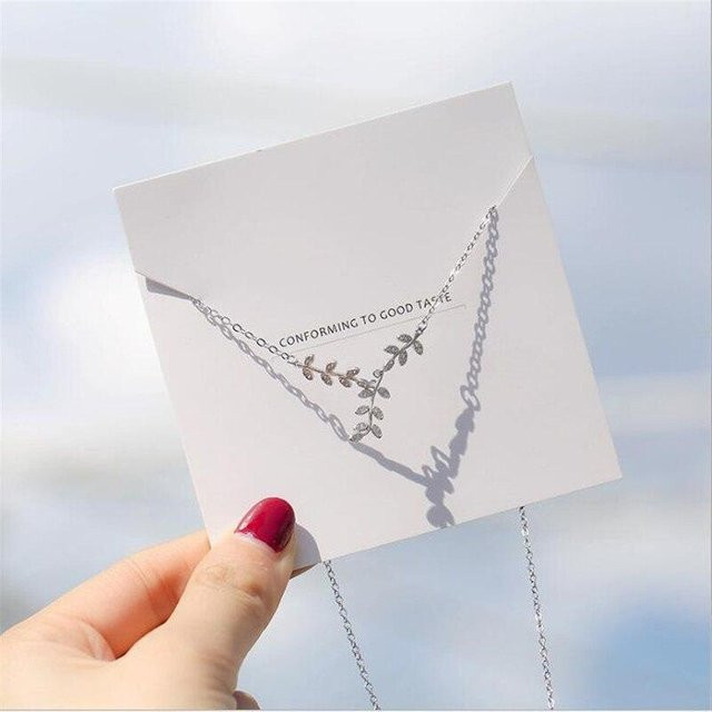 YIRAN Jewelry Halskette, 925 Sterlingsilber, Blätter, Kristall, Unisex - Bild 1