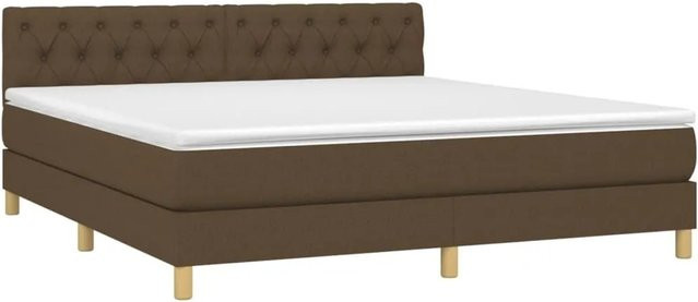 vidaXL Boxspringbett mit Matratze in Dunkelbraun, Hybridbett mit LED-Unterbettbeleuchtung und USB-Ladeanschluss, B/T: 160 x 200 cm - Bild 1