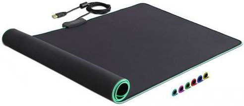 Delock 12555 Beleuchtetes Mauspad mit USB-Anschluss in Schwarz und Multicolour - Bild 1