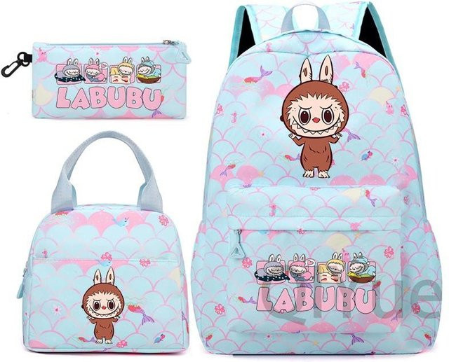 3-teiliges Schulrucksack-Set in Blau aus Oxford-Stoff mit Schultasche und Federmäppchen - Bild 1