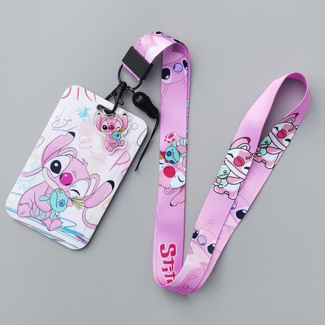 Stitch Kartenhalter mit Lanyard und Anti-Verlust Halsband in Pink von Discover Intime - Bild 1