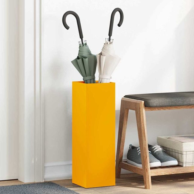 Schirmständer mit Stauraum von Yiwydaa aus Metall in Senfgelb, B/T/H: 15,5 x 15,5 x 49 cm - Bild 1