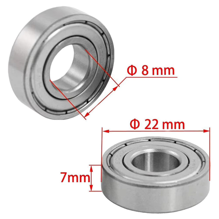 VKTECH 608ZZ Rillenkugellager aus Stahl in Silber, einreihig, doppelt geschirmt, ABEC-7, B/D/H: 8 x 22 x 7 mm - Bild 2