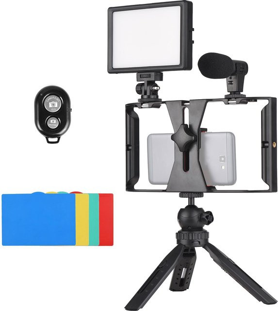 Andoer Smartphone Video Rig Vlog Kit mit Smartphone Cage, Phone Clamp und 3 Cold Shoe Mounts in Schwarz - Bild 1