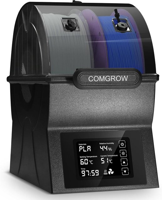 Comgrow SH02 Filament-Trocknerbox mit PTC-Schnellheizung und Touchscreen, Versiegelte Aufbewahrung für PLA PETG TPU ABS, Schwarz - Bild 1
