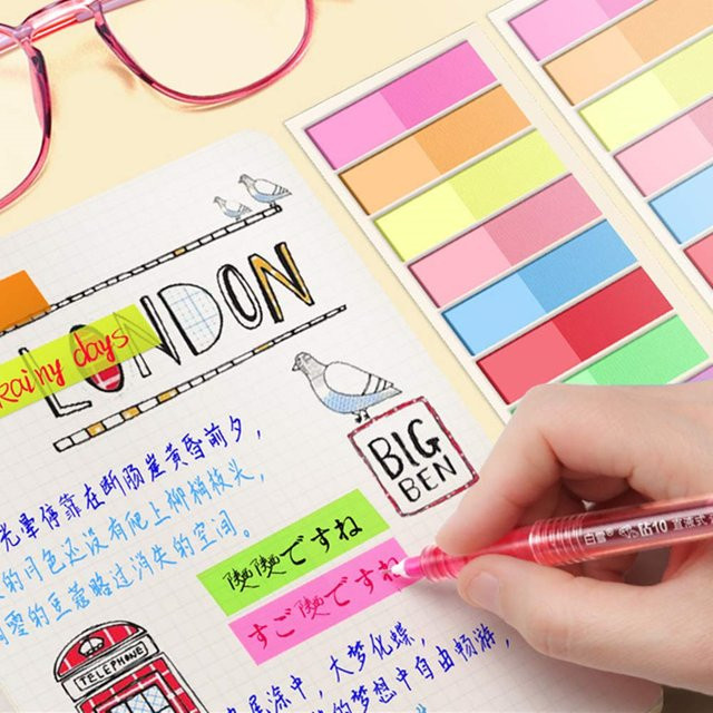 200 Stück Transparente Sticky Index Tabs als Pfeil-Flaggen Marker in Bunt zur Seitenmarkierung - Bild 1