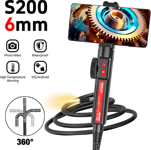 LAFOCH Industrielles Zweiwege-Gelenkendoskop mit 360 Grad Rotation, 6,2mm Endoskop-Inspektionskamera mit Licht für iOS und Android, Schwarz - Bild 1