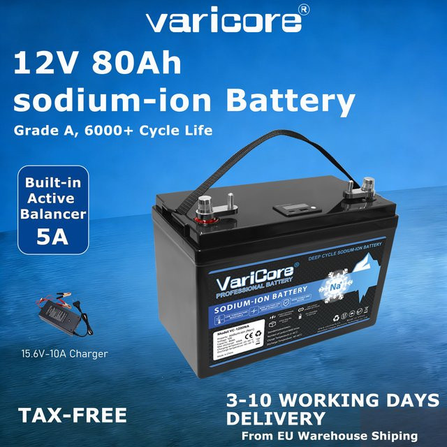 Varicore Natrium-Ionen-Akku 12V/15,6V 80Ah in Schwarz, kältebeständig für Elektroautos, Golfcarts und Off-Grid-Solaranlagen - Bild 1
