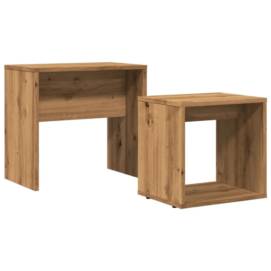 vidaXL Satztische 2er Set in Artisan-Eiche Braun aus Holzwerkstoff mit modernem Design - Bild 2
