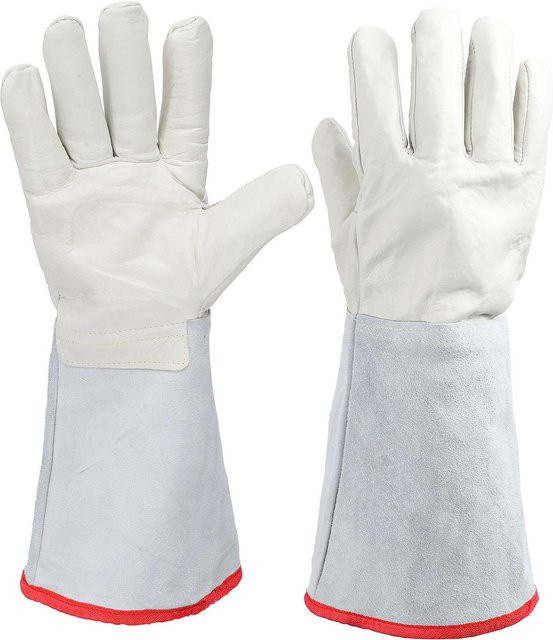 TOMTOP JMS Kryogene LNG Flüssigstickstoff-Schutzhandschuhe aus Leder in Weiß, Länge: 40 cm - Bild 1
