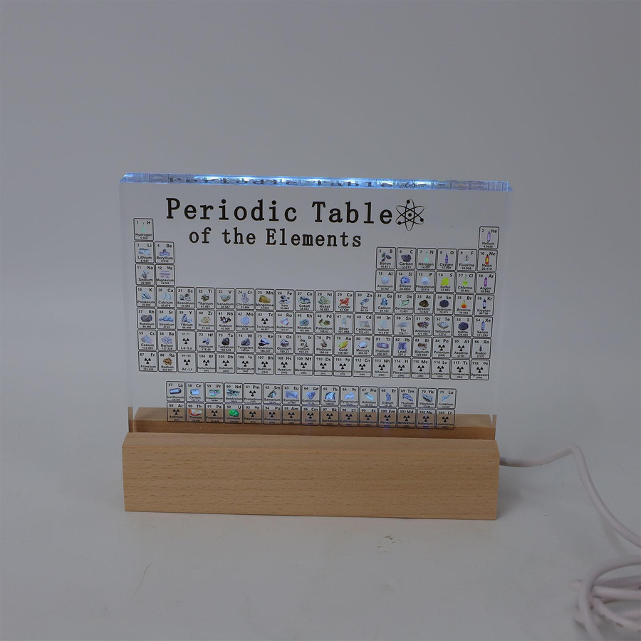 Koogeelife Periodensystem der Elemente Dekoration mit bunter Beleuchtung aus Acryl und Holz, transparent und mehrfarbig - Bild 2