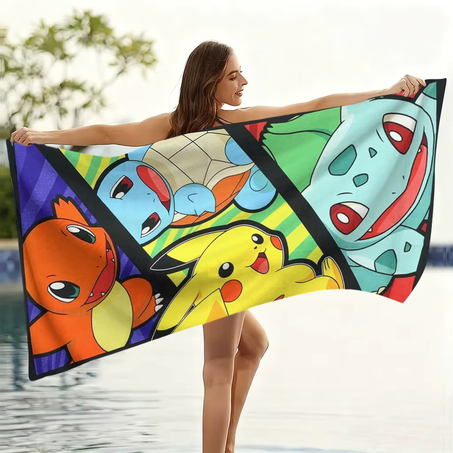 Potdemiel Pokemon Strandtuch, schnelltrocknend und saugfähig, Multicolour - Bild 5