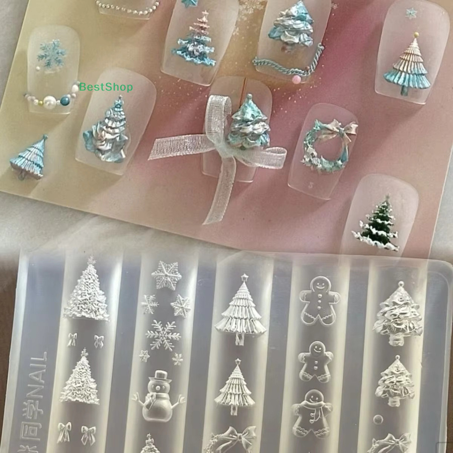 HNKMP 3D Nail Art Silikonformen Weihnachtsserie, transparente Maniküre Dekor Vorlagen - Bild 2