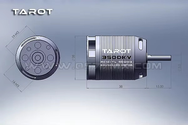 Tarot 450MX (3500KV) bürsterloser Motor, Metall, Blau - Bild 2