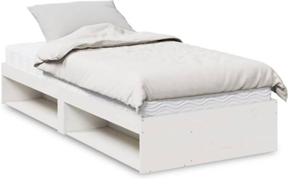 Vidaxl Tagesbett aus Massivholz Kiefer mit Matratze in Weiß, Landhausstil und minimalistisches Design, B/T/H: 200 x 90 x 17 cm - Bild 1