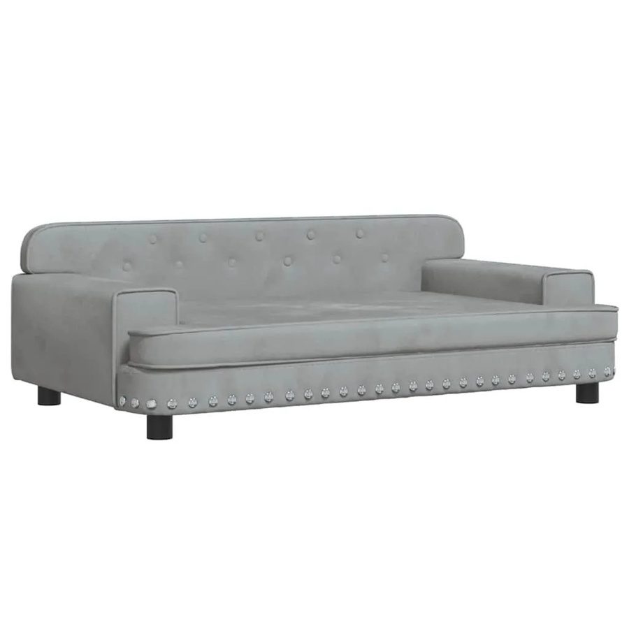 vidaXL Hundebett in Hellgrau aus Samt, B/T/H: 90 x 53 x 30 cm - Bild 2