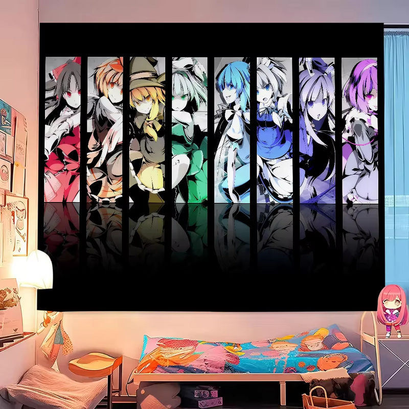 Potdemiel Wandteppich Touhou Projekt Mandala Wandkunst im Bohemian Stil, mehrfarbig, B: 70 cm, H: 70 cm, T: 50 cm - Bild 2